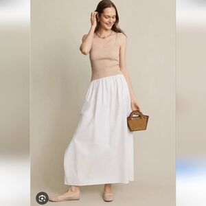 Naadam Cashmere Cotton White Nude Maxi Dress Size S